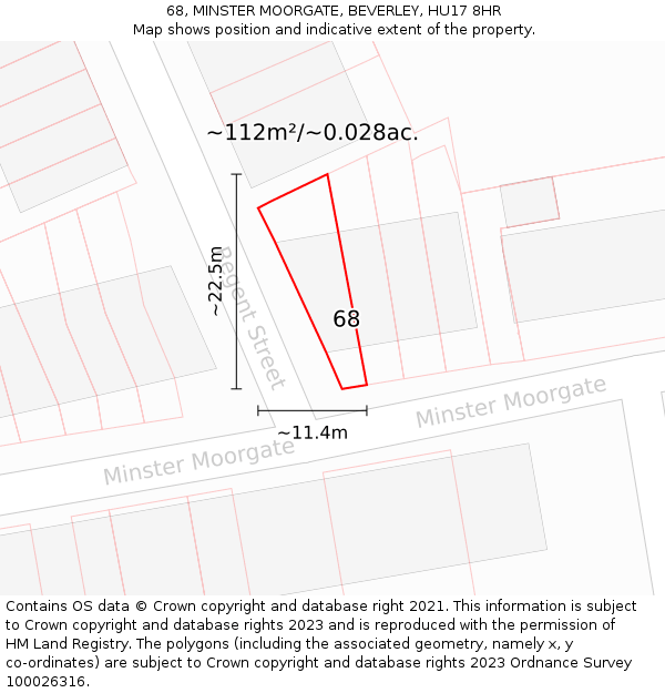68, MINSTER MOORGATE, BEVERLEY, HU17 8HR: Plot and title map