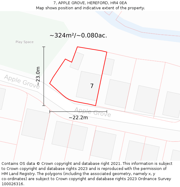 7, APPLE GROVE, HEREFORD, HR4 0EA: Plot and title map