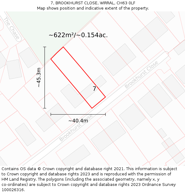 7, BROOKHURST CLOSE, WIRRAL, CH63 0LF: Plot and title map