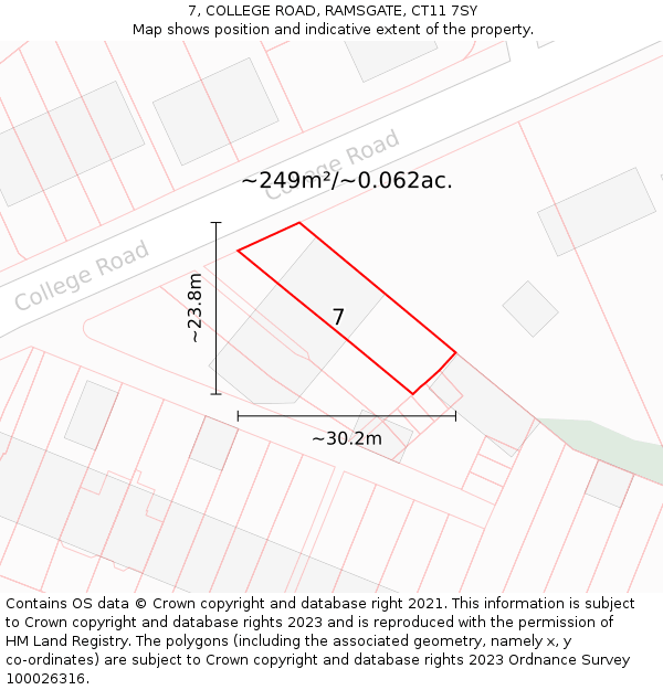 7, COLLEGE ROAD, RAMSGATE, CT11 7SY: Plot and title map