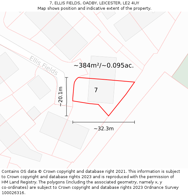 7, ELLIS FIELDS, OADBY, LEICESTER, LE2 4UY: Plot and title map