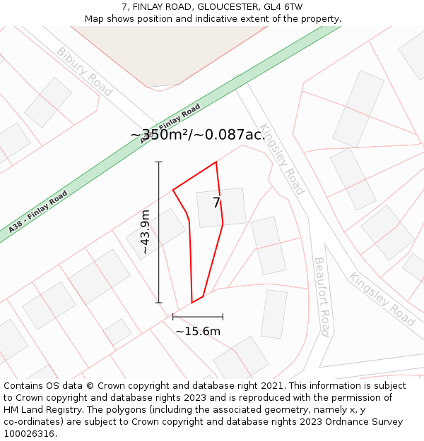 7, FINLAY ROAD, GLOUCESTER, GL4 6TW: Plot and title map