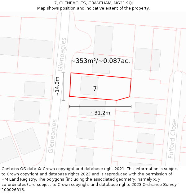 7, GLENEAGLES, GRANTHAM, NG31 9QJ: Plot and title map