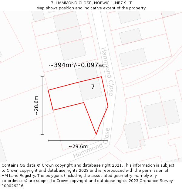 7, HAMMOND CLOSE, NORWICH, NR7 9HT: Plot and title map