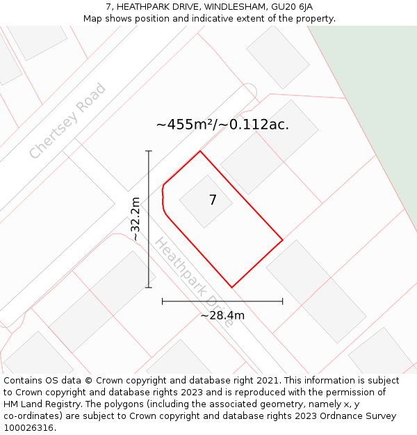 7, HEATHPARK DRIVE, WINDLESHAM, GU20 6JA: Plot and title map
