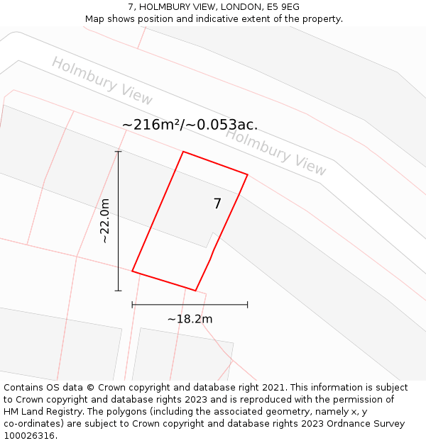 7, HOLMBURY VIEW, LONDON, E5 9EG: Plot and title map