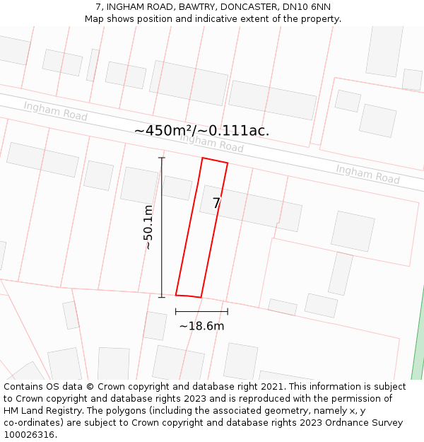 7, INGHAM ROAD, BAWTRY, DONCASTER, DN10 6NN: Plot and title map