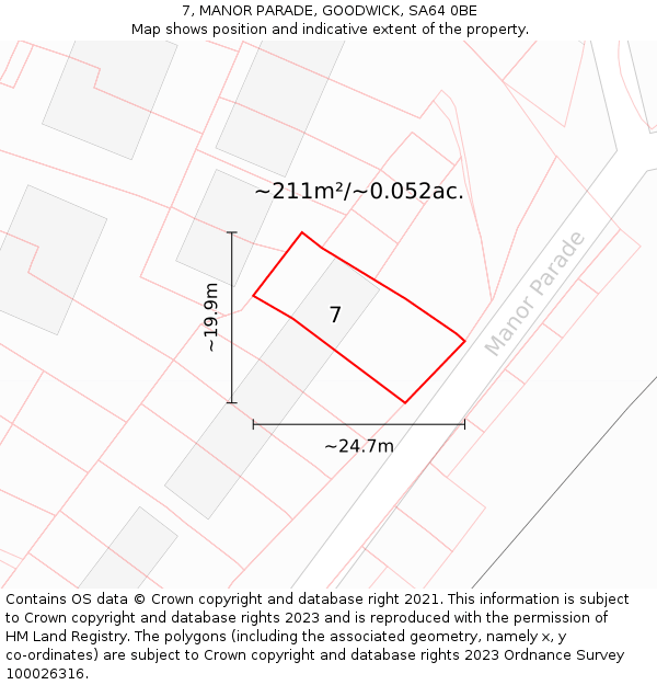 7, MANOR PARADE, GOODWICK, SA64 0BE: Plot and title map