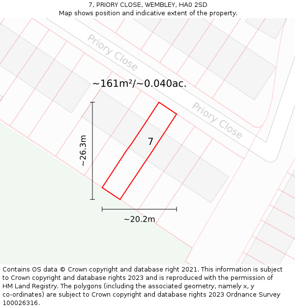 7, PRIORY CLOSE, WEMBLEY, HA0 2SD: Plot and title map