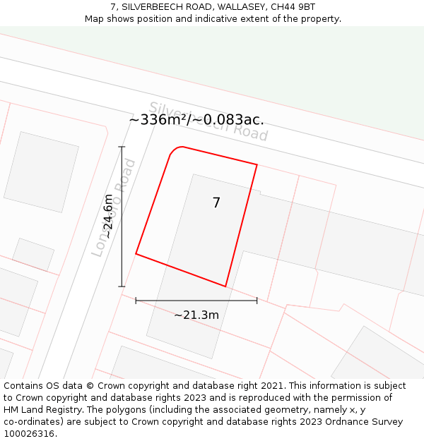 7, SILVERBEECH ROAD, WALLASEY, CH44 9BT: Plot and title map