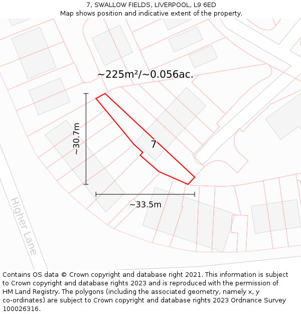 7, SWALLOW FIELDS, LIVERPOOL, L9 6ED: Plot and title map