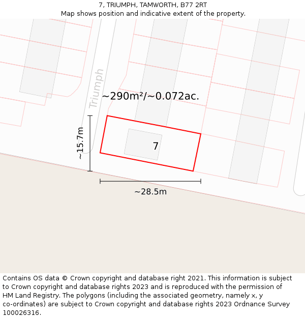 7, TRIUMPH, TAMWORTH, B77 2RT: Plot and title map