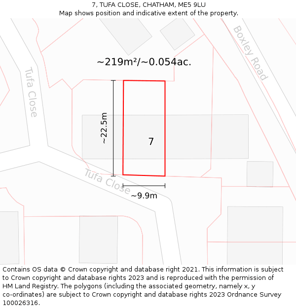 7, TUFA CLOSE, CHATHAM, ME5 9LU: Plot and title map