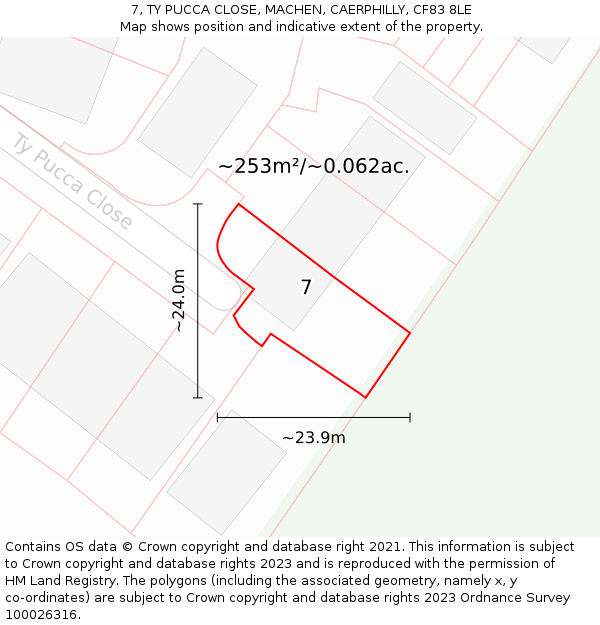 7, TY PUCCA CLOSE, MACHEN, CAERPHILLY, CF83 8LE: Plot and title map