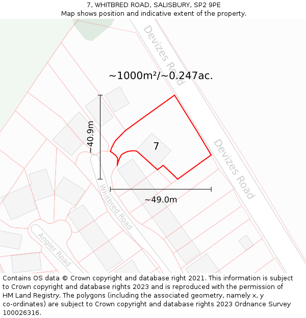 7, WHITBRED ROAD, SALISBURY, SP2 9PE: Plot and title map