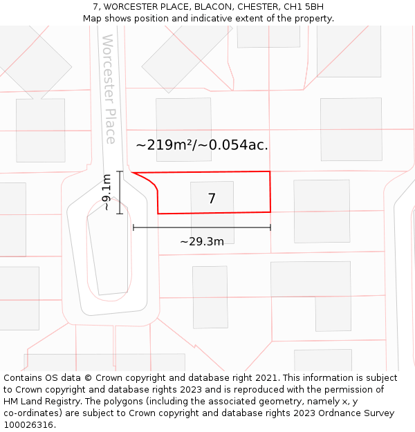 7, WORCESTER PLACE, BLACON, CHESTER, CH1 5BH: Plot and title map