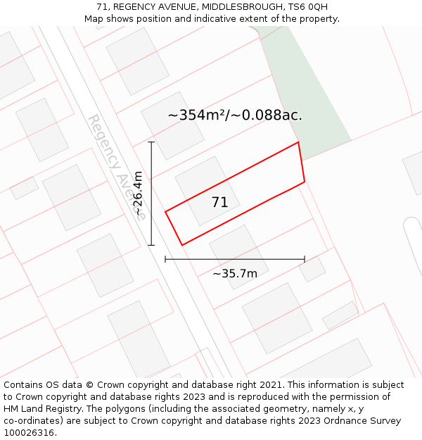 71, REGENCY AVENUE, MIDDLESBROUGH, TS6 0QH: Plot and title map