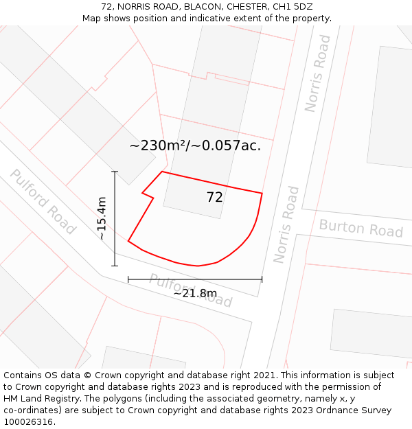 72, NORRIS ROAD, BLACON, CHESTER, CH1 5DZ: Plot and title map