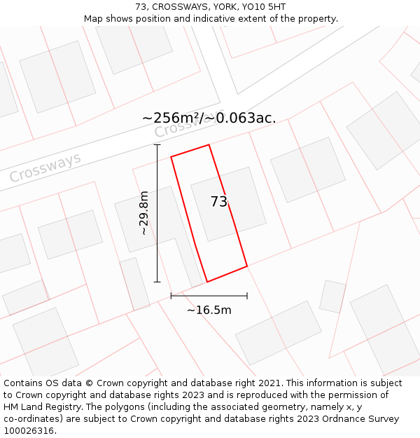 73, CROSSWAYS, YORK, YO10 5HT: Plot and title map