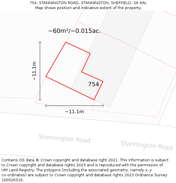 754, STANNINGTON ROAD, STANNINGTON, SHEFFIELD, S6 6AL: Plot and title map