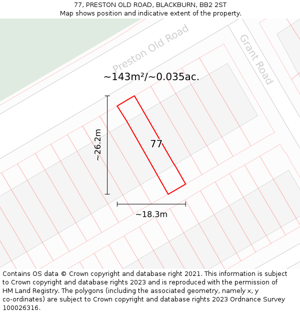 77, PRESTON OLD ROAD, BLACKBURN, BB2 2ST: Plot and title map