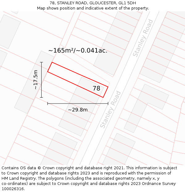 78, STANLEY ROAD, GLOUCESTER, GL1 5DH: Plot and title map