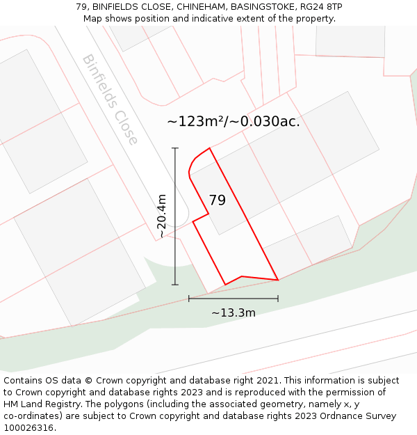 79, BINFIELDS CLOSE, CHINEHAM, BASINGSTOKE, RG24 8TP: Plot and title map