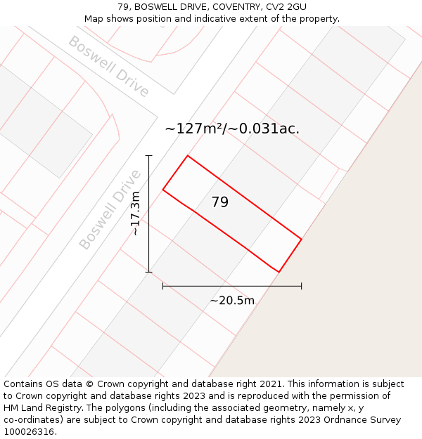 79, BOSWELL DRIVE, COVENTRY, CV2 2GU: Plot and title map