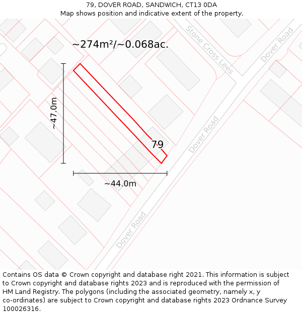 79, DOVER ROAD, SANDWICH, CT13 0DA: Plot and title map