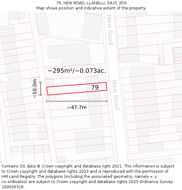 79, NEW ROAD, LLANELLI, SA15 3DS: Plot and title map