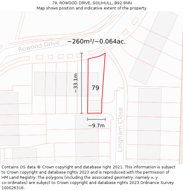 79, ROWOOD DRIVE, SOLIHULL, B92 9NN: Plot and title map