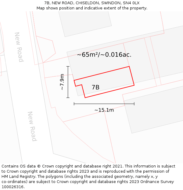 7B, NEW ROAD, CHISELDON, SWINDON, SN4 0LX: Plot and title map