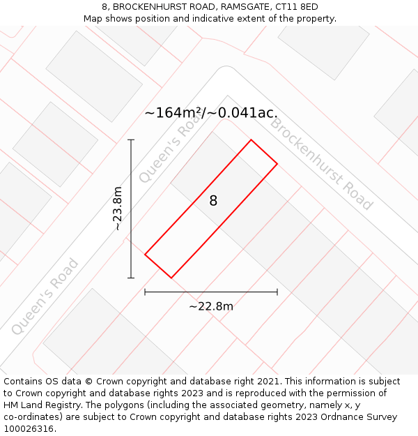8, BROCKENHURST ROAD, RAMSGATE, CT11 8ED: Plot and title map