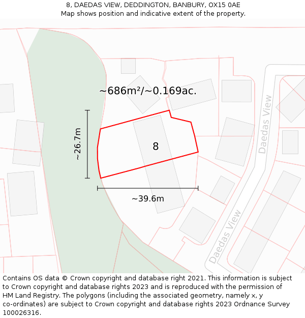 8, DAEDAS VIEW, DEDDINGTON, BANBURY, OX15 0AE: Plot and title map