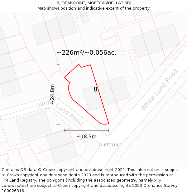 8, DEANPOINT, MORECAMBE, LA3 3DJ: Plot and title map