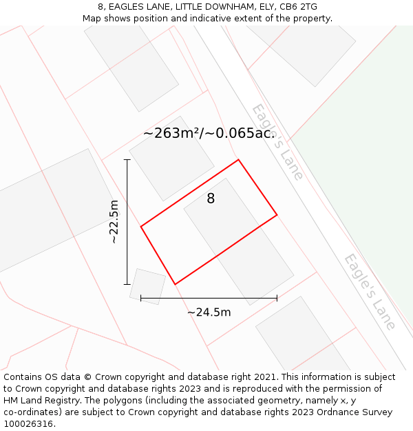 8, EAGLES LANE, LITTLE DOWNHAM, ELY, CB6 2TG: Plot and title map