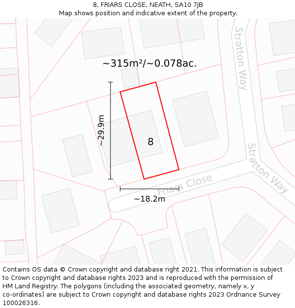8, FRIARS CLOSE, NEATH, SA10 7JB: Plot and title map