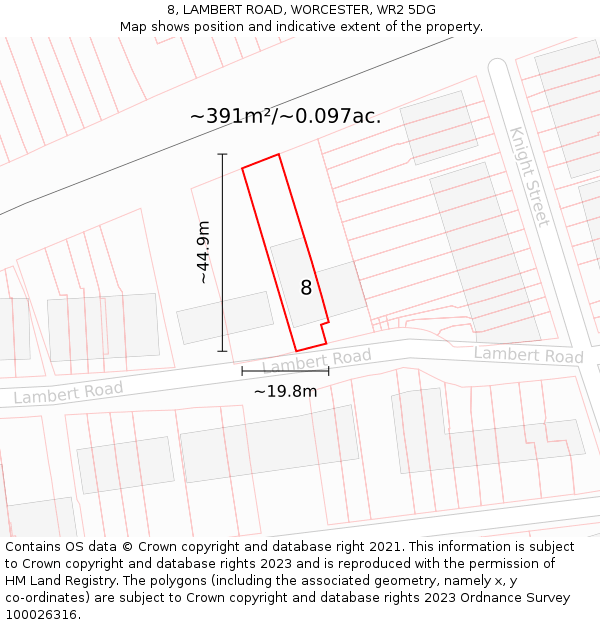 8, LAMBERT ROAD, WORCESTER, WR2 5DG: Plot and title map