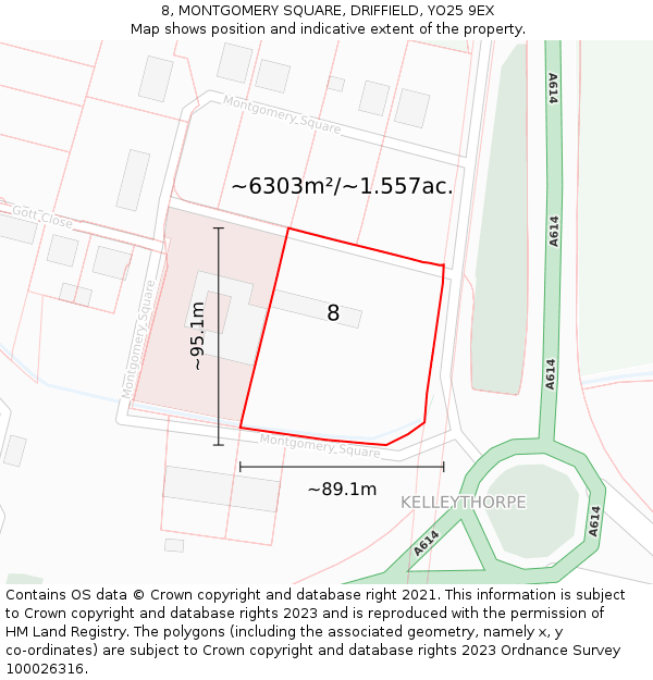 8, MONTGOMERY SQUARE, DRIFFIELD, YO25 9EX: Plot and title map