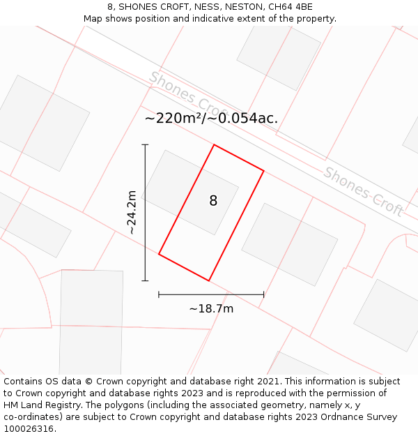 8, SHONES CROFT, NESS, NESTON, CH64 4BE: Plot and title map