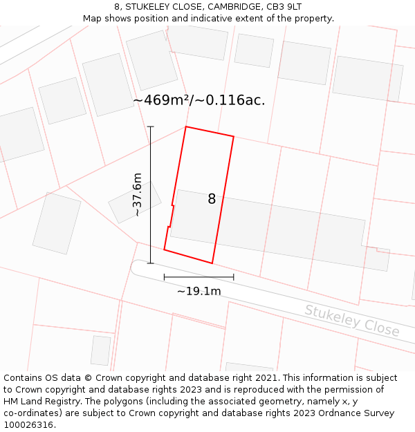 8, STUKELEY CLOSE, CAMBRIDGE, CB3 9LT: Plot and title map