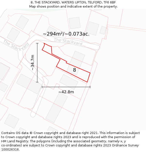 8, THE STACKYARD, WATERS UPTON, TELFORD, TF6 6BF: Plot and title map