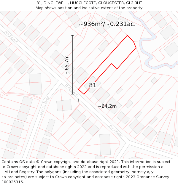81, DINGLEWELL, HUCCLECOTE, GLOUCESTER, GL3 3HT: Plot and title map