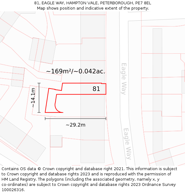 81, EAGLE WAY, HAMPTON VALE, PETERBOROUGH, PE7 8EL: Plot and title map