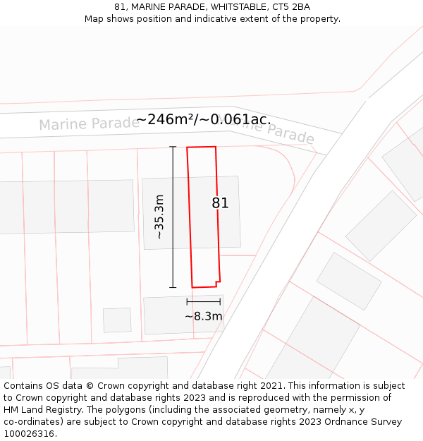81, MARINE PARADE, WHITSTABLE, CT5 2BA: Plot and title map