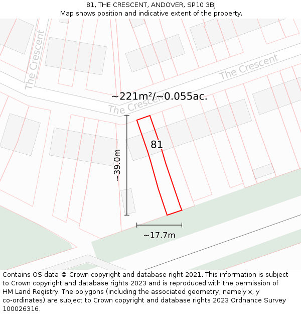 81, THE CRESCENT, ANDOVER, SP10 3BJ: Plot and title map