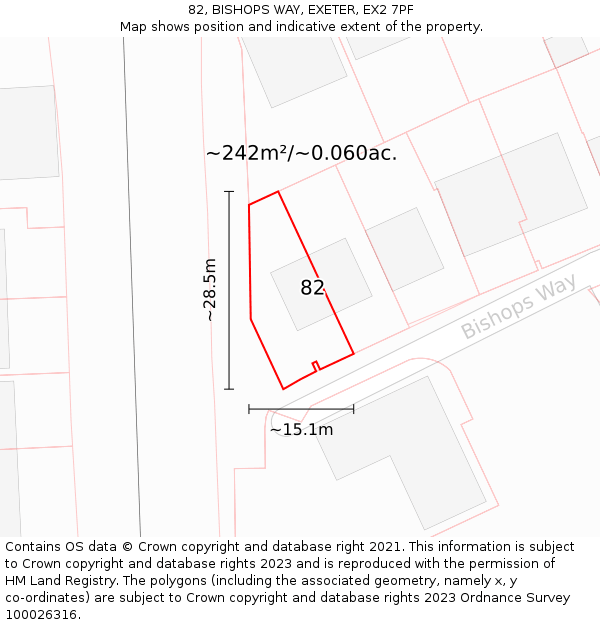 82, BISHOPS WAY, EXETER, EX2 7PF: Plot and title map