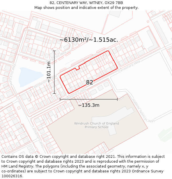 82, CENTENARY WAY, WITNEY, OX29 7BB: Plot and title map