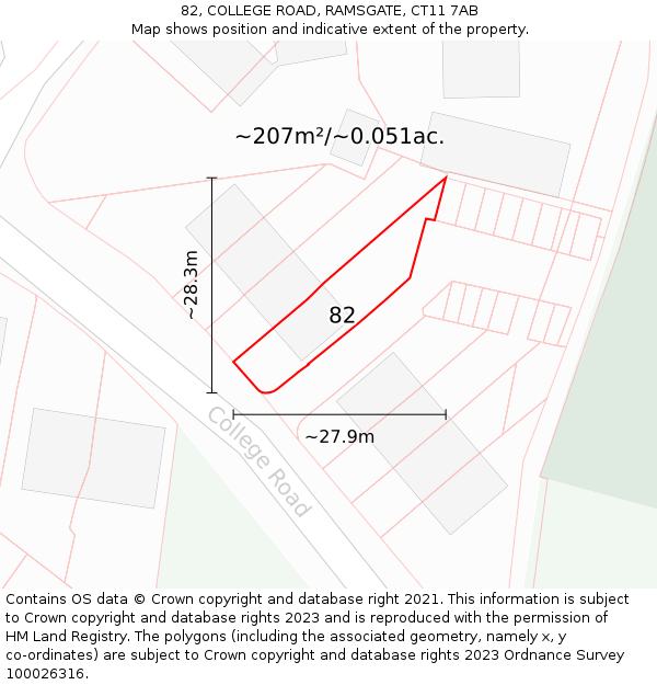 82, COLLEGE ROAD, RAMSGATE, CT11 7AB: Plot and title map