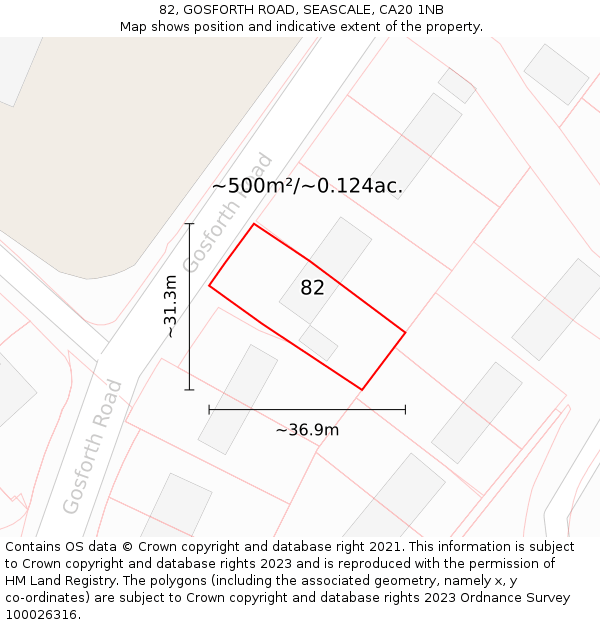 82, GOSFORTH ROAD, SEASCALE, CA20 1NB: Plot and title map